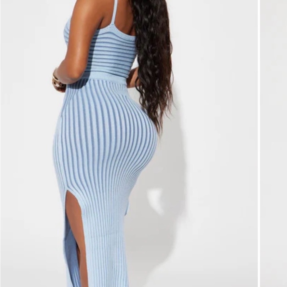 Fashion Nova Light Blue Cutout Midi Dress - Picture 2 of 4